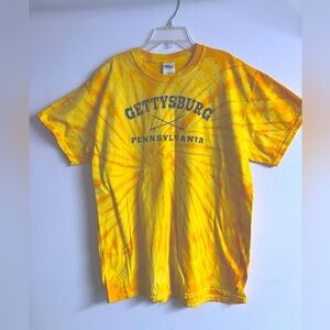 Gildan Gettysburg Men’s T Shirt, Large, Tie Dyed, Orange/Yellow, Short Sleeves